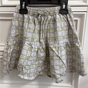 Little Co by Lauren Conrad Floral Plaid Tiered Mini Skirt in Lavender and Olive